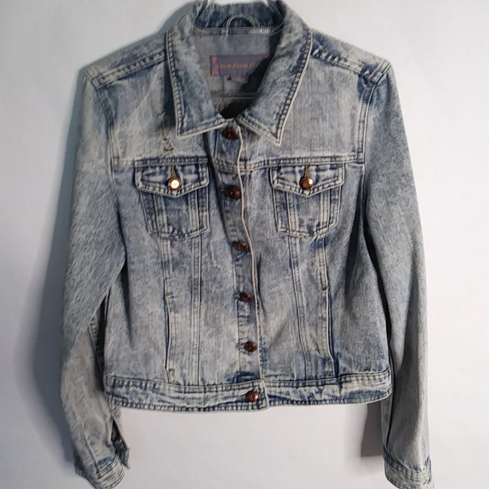Boom Boom Jeans Distressed Denim Jacket w/ Pockets